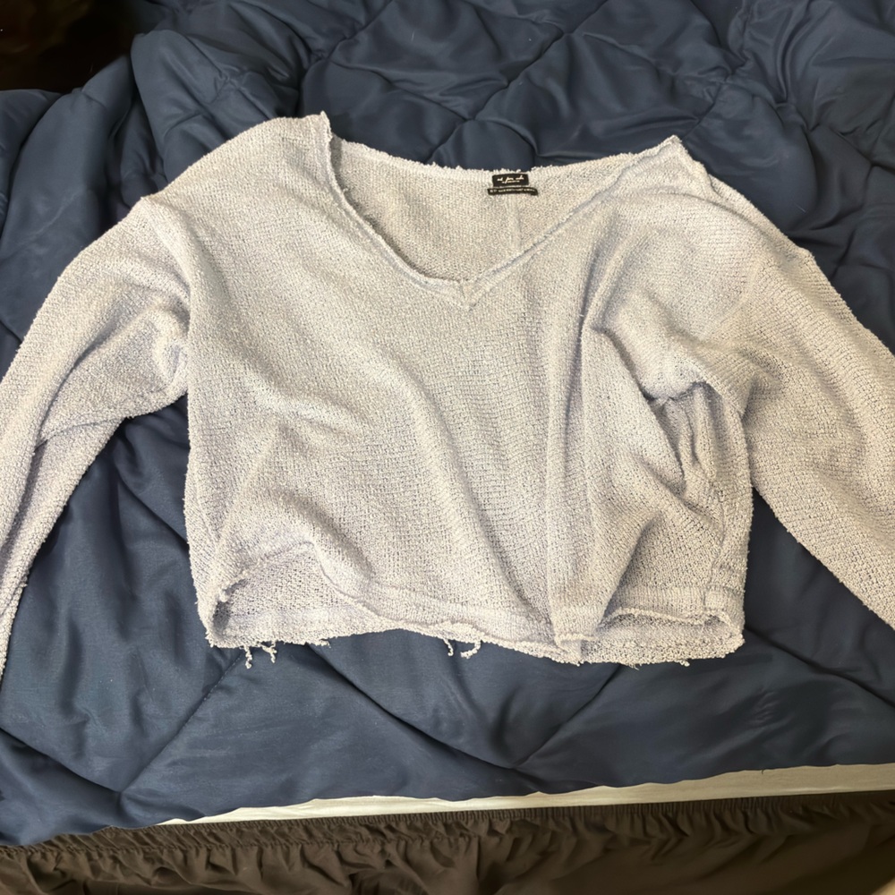 Urban Outfitters Waffle Knit Long Sleeve Crop Top